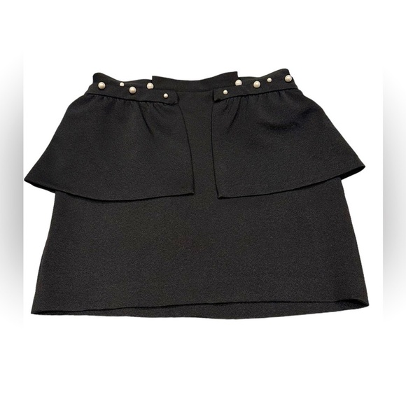 Zara Basics Black Mini Skirt Women's Medium | Pearl Detail | New with Tags - Picture 1 of 4